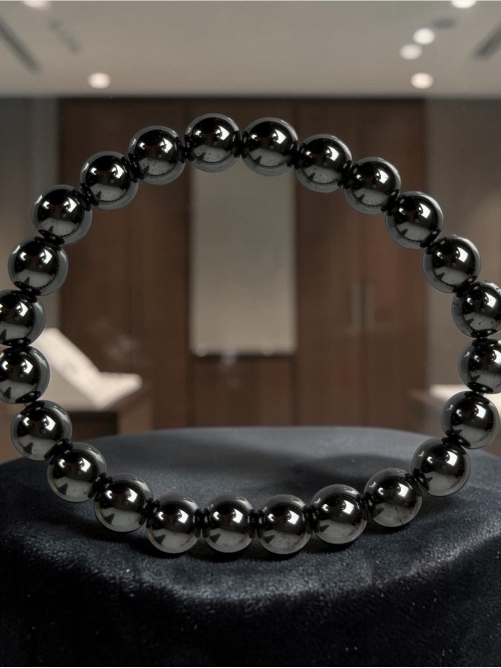 Polished Black Hematite Bead Bracelet for Men Unisex
